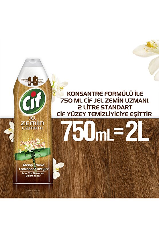 Zemin Uzmanı Portakal Çiçeği Ahşap, Parke, Laminant Zeminler için Jel Temizleyici 750 ml