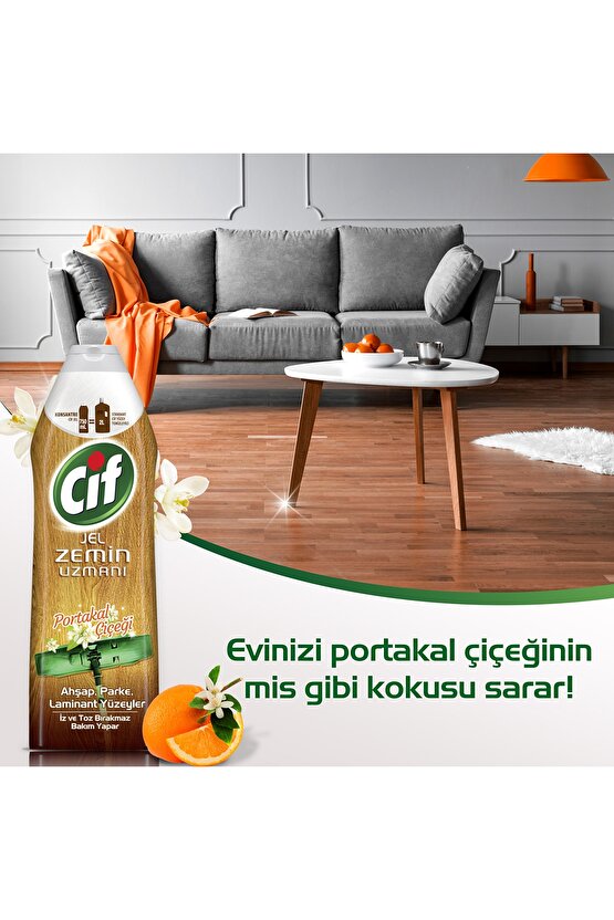Zemin Uzmanı Portakal Çiçeği Ahşap, Parke, Laminant Zeminler için Jel Temizleyici 750 ml