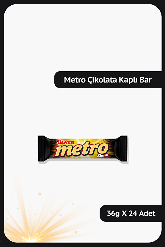 METRO Sütlü Çikolata Kaplamalı Karamel ve Nugalı Bar - 36 gram - 24 Adet