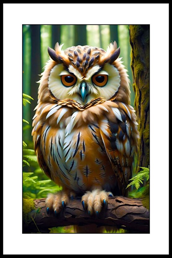 Gamlı Baykuş Digital Art ( ÇERÇEVESİZ - ÇERÇEVE YOKTUR ) ( ULTRA HD ) FOLYO AFİŞ - POSTER