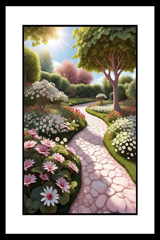 Parktaki Çiçekler Digital Art ( ÇERÇEVESİZ - ÇERÇEVE YOKTUR ) ( ULTRA HD ) FOLYO AFİŞ - POSTER