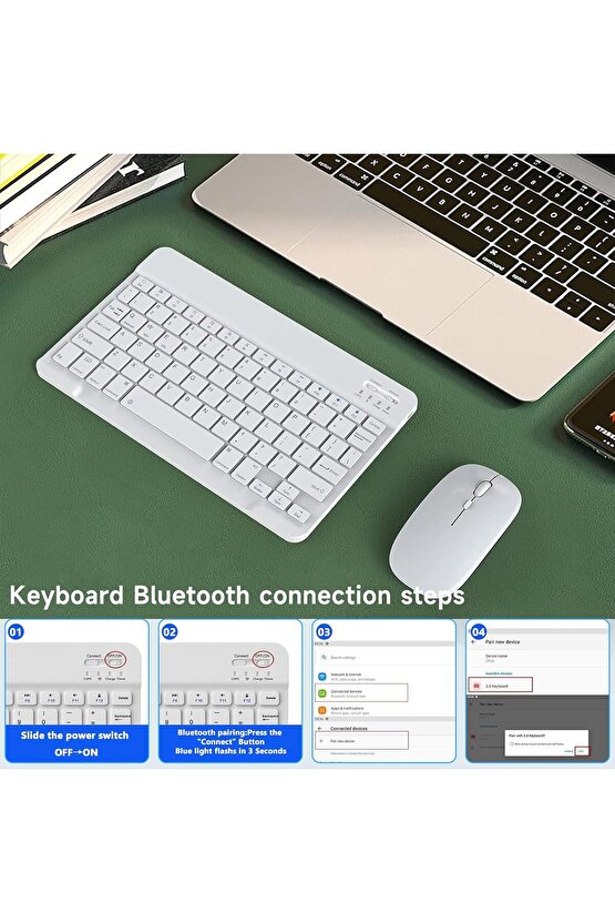 Apple iPad A16 11 Tablet Için Uyumlu Slim Şarjlı Bluetooth Klavye Ve Mouse Seti