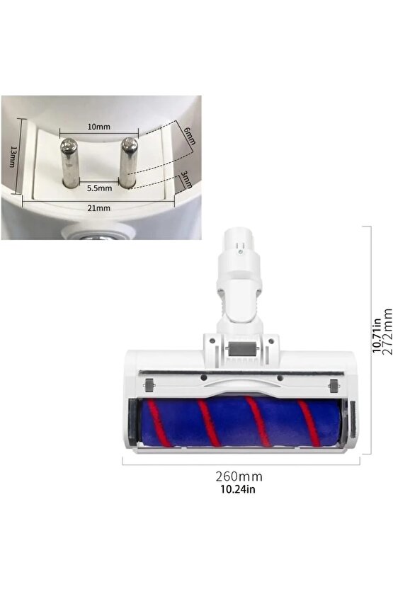 Dream e V8 V9 V10 V11 İçin LED Işıklı Islak Kuru Turbo Süpürge Başlığı Elektrikli Yedek Fırça Başlık