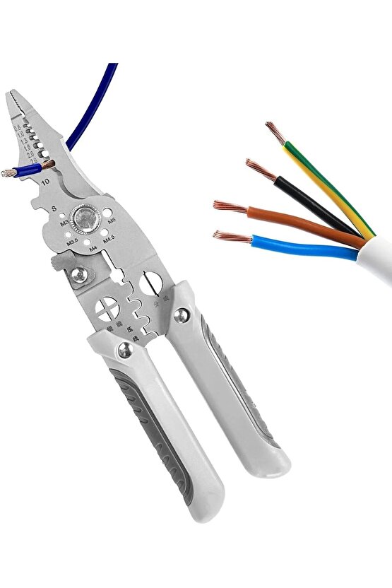 Çok Fonksiyonlu Tel Sıyırıcı Pense Elektrikçiler İçin Profesyonel Kablo Kesme Sıyırma Bükme Aleti