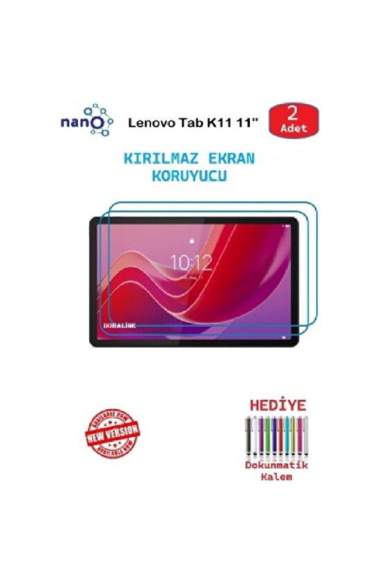 Lenovo Tab K11 11 Tablet İçin Tam Uyumlu Ekran Koruyucu Cam Nano HD Esnek Kırılmaz 2 ADET
