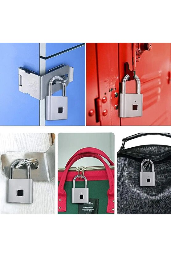 Parmak İzi ile Çalışan Şarjlı Asma Kilit Akıllı ve Güvenli Kilitleme Çözümü Su Geçirmez Anahtarsız