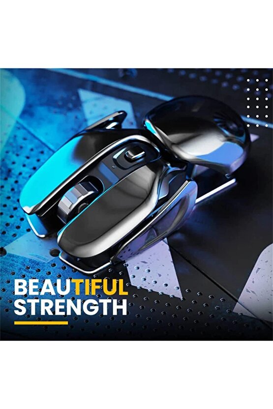 Kablosuz Şarjlı Mouse Modern Tasarım Ergonomik Metal Mouse, 2,4 GHz Sessiz Tıklama