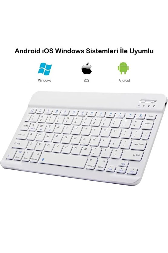 Tablet Telefon Uyumlu Taşınabilir Şarj Edilebilir Kablosuz Bluetooth Türkçe Q Klavye ve Mouse Seti