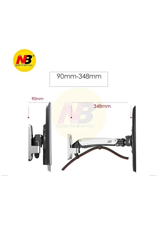 North Bayou F120 17-27 Uyumlu Mekanik Amortisörlü Full Motion Hareketli Led Oyuncu Monitörü Askı