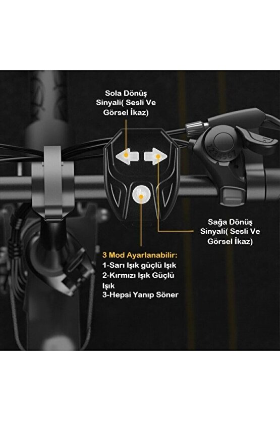 Bisiklet Dönüş Sinyali Şarj Edilebilir Bisiklet Arka Led Uyarı Işığı Uzaktan Kumanda 5 Modlu