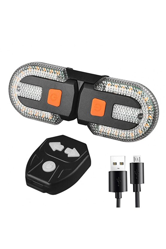 Bisiklet Dönüş Sinyali Şarj Edilebilir Bisiklet Arka Led Uyarı Işığı Uzaktan Kumanda 5 Modlu