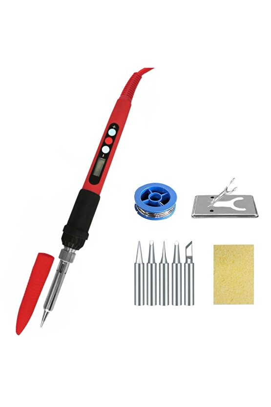 80w Dijital Lcd Ekranlı Ayarlanabilir Sıcaklık Havya Lehim Makinesi Seti Kiti