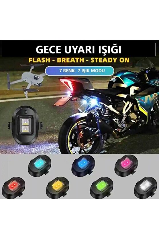 7 Renk Mini Led Şarjlı 45w Dron Scooter Bisiklet Motosiklet Araba Çakarlı Led Uyarı Işığı