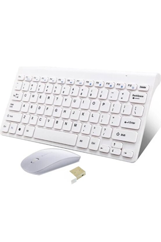 Samsung Galaxy Tab A 8 Sm-t290  T297 Uyumlu Kablosuz Taşınabilir Q Klavye Ve Mouse Set Beyaz