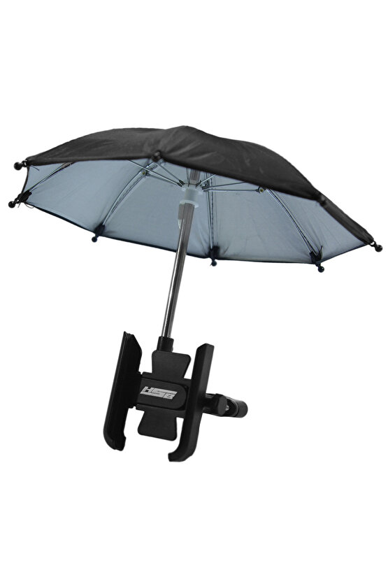 Siyah Gidon Bağlantılı Şemsiyeli Ayarlı Telefon Tutucu Aliminyum A+++ Kalite