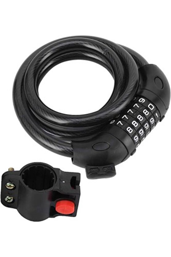 Motosiklet Bisiklet 5 Haneli Şifreli Halat Kilit 15x1200 Kendinden Kıvrılan Model