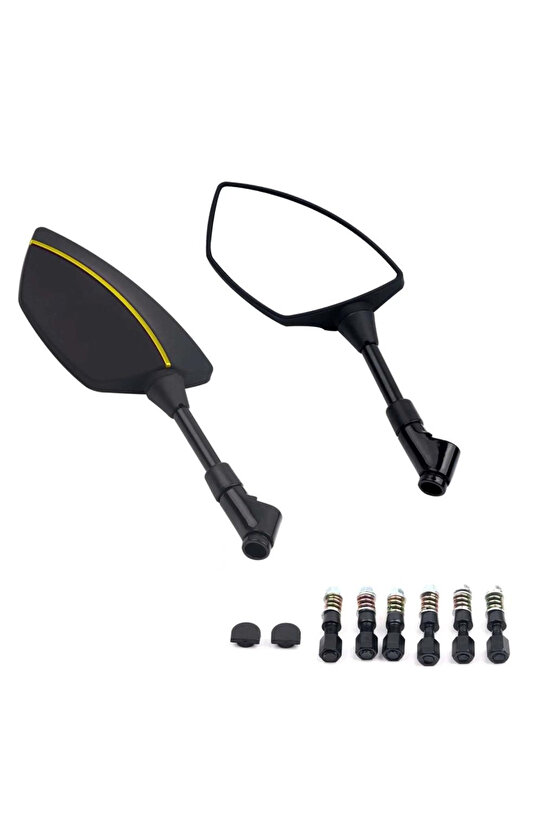 Motosiklet Ayna 426 Sarı Şeritli Üniversal 8-10 mm Uyumlu Marka Model Fark Etmez