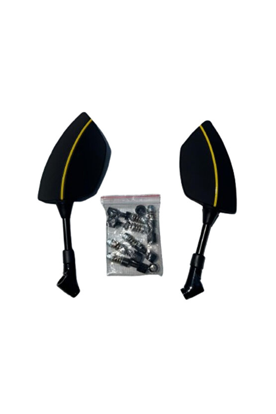 Motosiklet Ayna 426 Sarı Şeritli Üniversal 8-10 mm Uyumlu Marka Model Fark Etmez