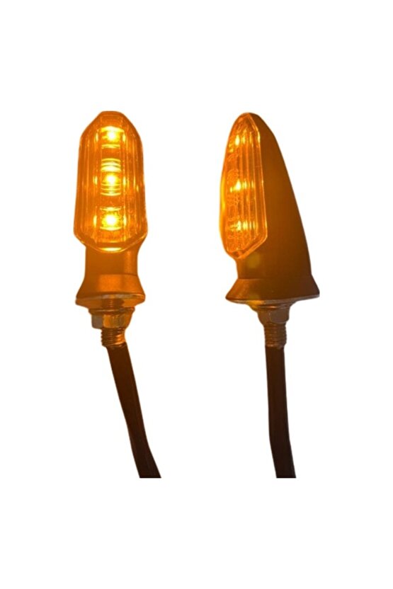 Motosiklet Sinyal Lamba Üniversal 12V Sarı Cam Sarı Led 2Li