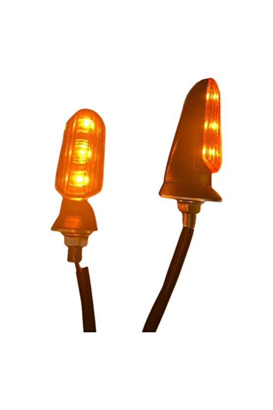 Motosiklet Sinyal Lamba Üniversal 12V Sarı Cam Sarı Led 2Li