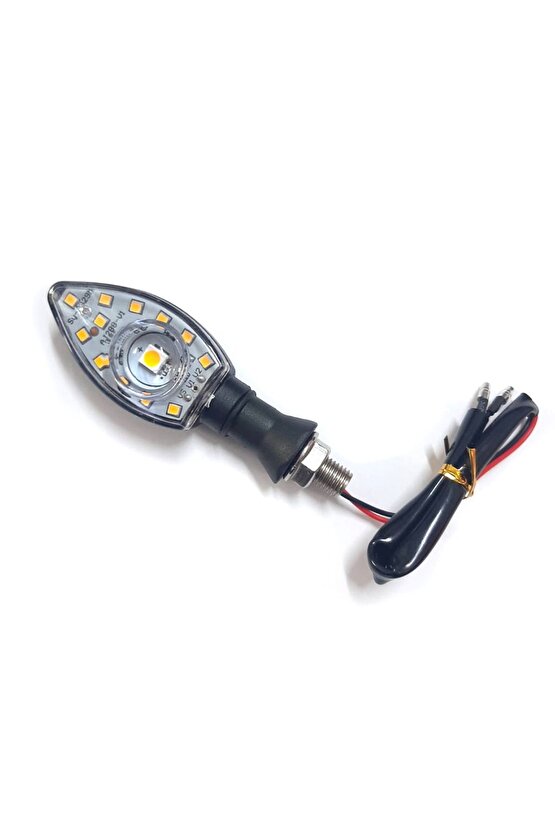 Motosiklet Üniversal Led Sinyal Beyaz Camlı Mercekli Sarı Işık