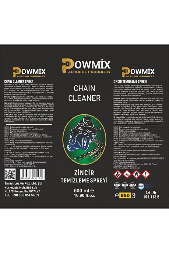 Zincir Temizleme Spreyi 500 Ml.