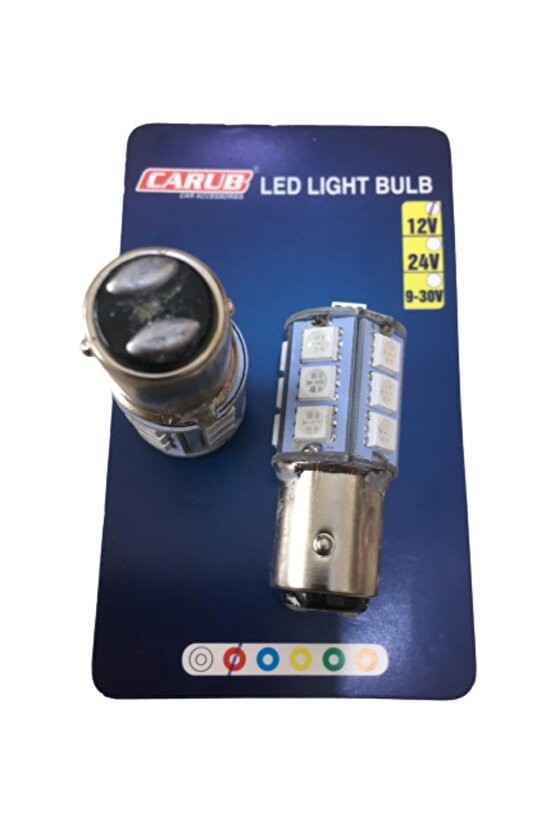 Motosiklet Ve Otomobil Stop Ampul 18led 1016 Çakar Kırmızı Şaşı Tırnak 2li