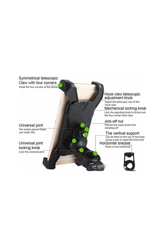 Bisiklet Telefon Tutucu Gidon Direksiyon Bağlantılı