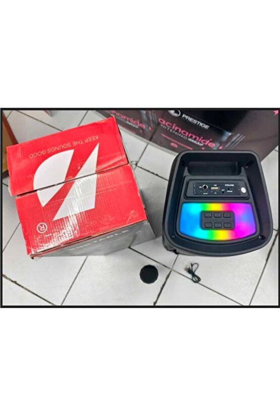 BÜYÜK BOY KABLOSUZ MİKROFONLU ŞARJLI HOPARLÖR LED IŞIKLI TAŞINABİLİR BLUETOOTH SPEAKER