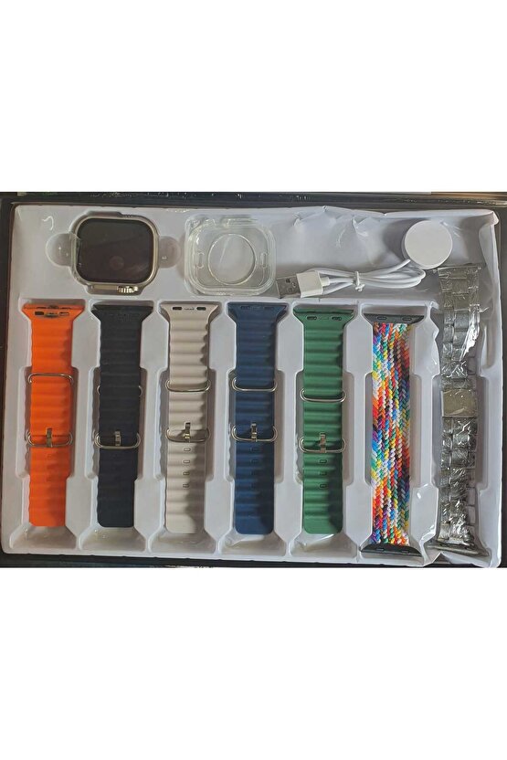 7 KORDONLU AKILLI SAAT BLUETOOTH ARAMA CEVAPLAMA BİLDİRİM ALARM MÜZİK SPOR UYKU MODU NABIZ ÖLÇME