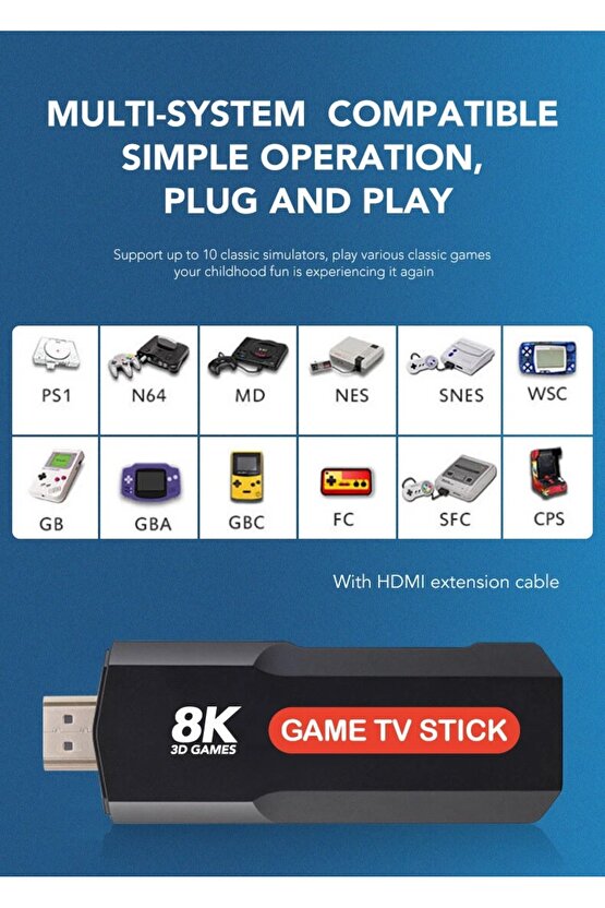 X2 Game TV Stick TV Box 64GB 10000+ Gaming HD 8K 5G WiFi Video Game Console