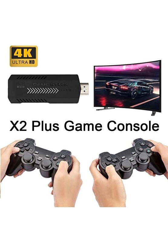 4K RETRO GAME STİCK 2 Kablosuz Kumandalı HDMI Çıkışlı 64GB VİDEO OYUN KONSOLU