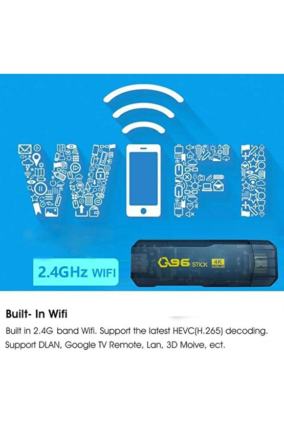 Q96 TV STİCK 4k Ultra Hd Android Tv Box Tv Stick Ram:8gb Rom:128gb Android 11 Media Player