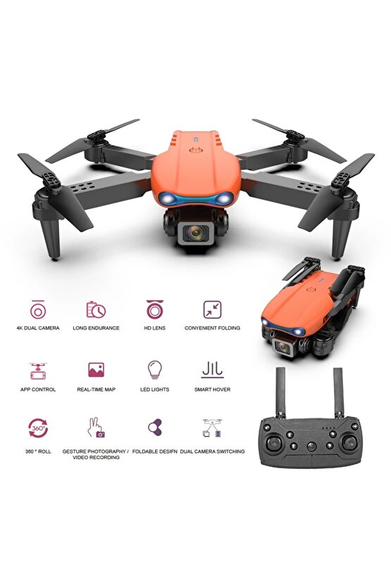 ÇİFT KAMERA DRONE UZAKTAN KUMANDA APP DESTEKLİ QUADCOPTER TEK TUŞ İNİŞ KALKIŞ