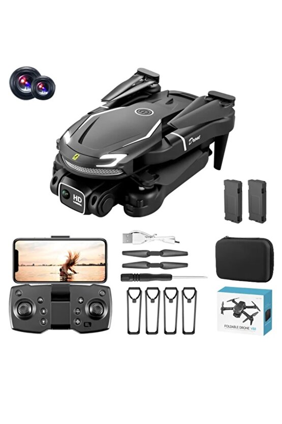 ÇİFT KAMERA VE BATARYALI DRONE UZAKTAN KUMANDA APP DESTEKLİ QUADCOPTER TEK TUŞ İNİŞ KALKIŞ