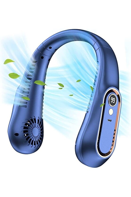LED GÖSTERGELİ BOYUN FANI ŞARJLI TAŞINABİLİR SERİNLETİCİ VANTİLATÖR 5 HIZ AYARLI BOYUNLUK FAN