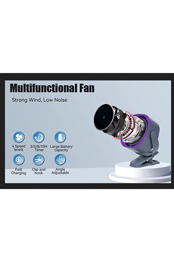 KLİPSLİ FAN MASAÜSTÜ BEBEK ARABASI ŞARJLI MANDALLI VANTİLATÖR 1800RPM 3600MAH