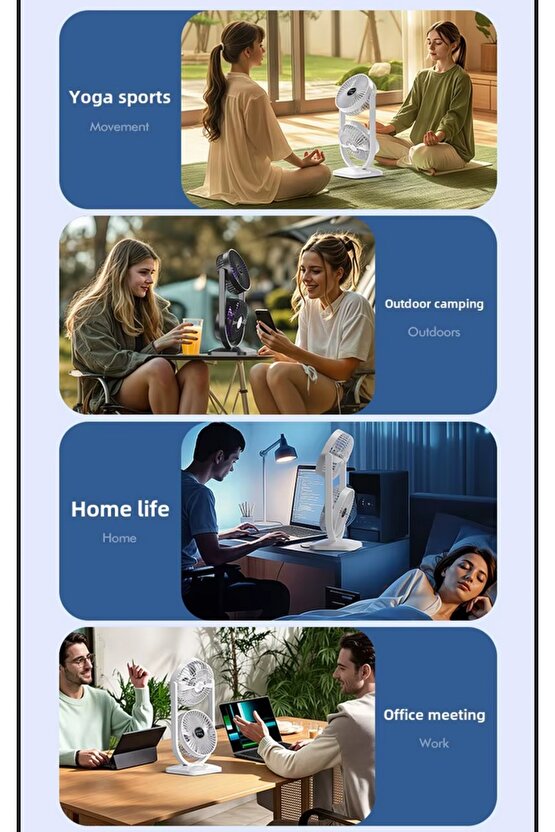 ŞARJLI MASAÜSTÜ ÇİFTLİ VANTİLATÖR MİNİ SERİNLETİCİ FAN