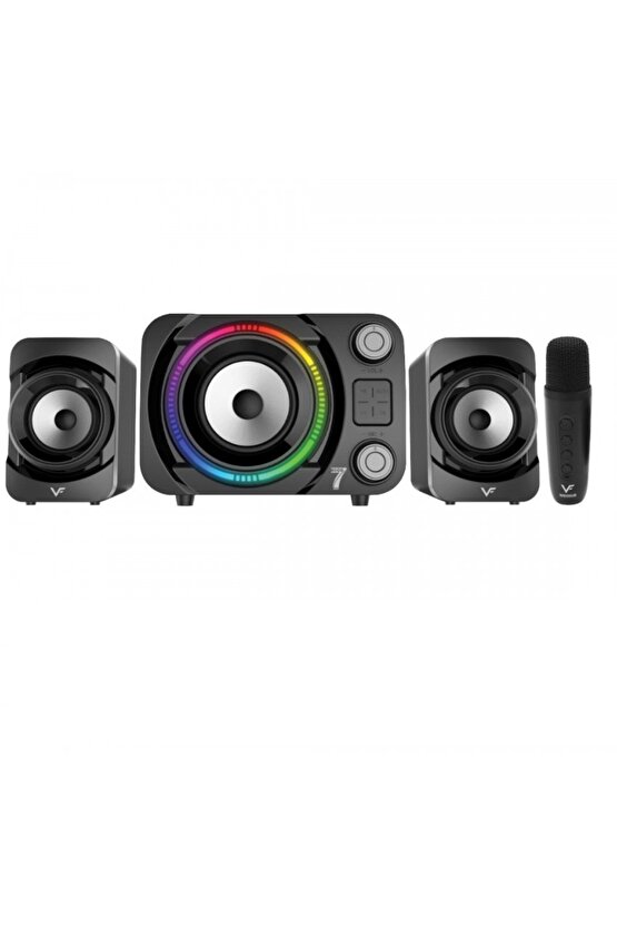 RGB LED IŞIKLI 2+1 SES SİSTEMİ BLUETOOTH HOPARLÖR FM RADYO KARAOKE MİKROFONLU SPEAKER TV PC 50W