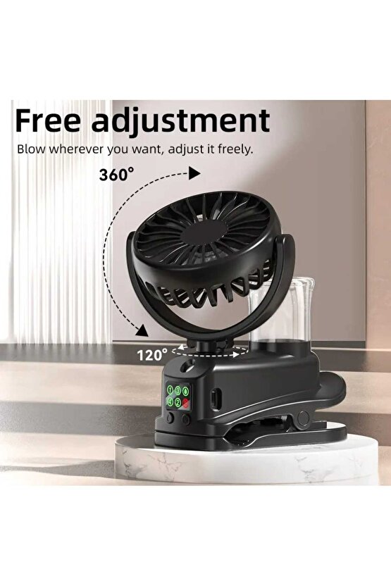 ŞARJLI MANDALLI FAN BEBEK ARABASI MASAÜSTÜ VANTİLATÖR SU SPRAY PÜSKÜRTMELİ SERİNLETİCİ MİNİ KLİMA