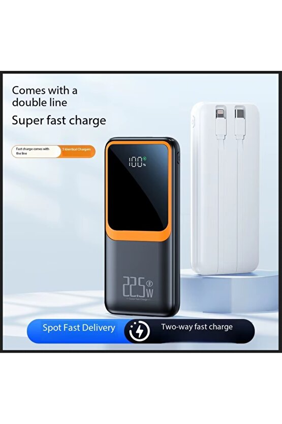 22.5W PD POWERBANK HIZLI ŞARJ DİJİTAL GÖSTERGE QUİCK CHARGE 3.0 TYPE-C TAŞINABİLİR ŞARJ ALETİ 5V-3A