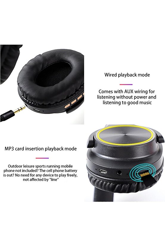 BLUETOOTH KULAKLIK SD KART VE AUX GİRİŞLİ ŞARJLI KABLOSUZ KULAKLIK MİKROFONLU FM RADYOLU SUPER BASS