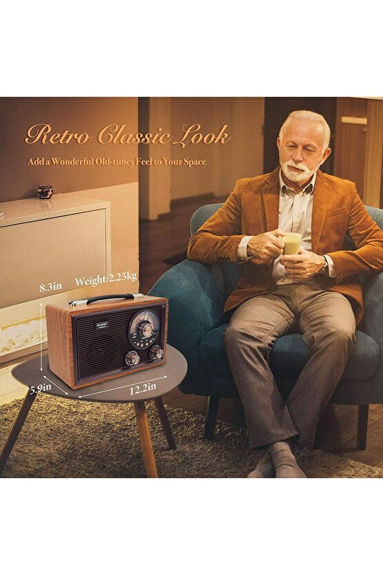 NOSTALJİK RADYO BLUETOOTH SPEAKER ŞARJLI SD KART USB GİRİŞLİ MP3 ÇALAR KABLOSUZ HOPARLÖR