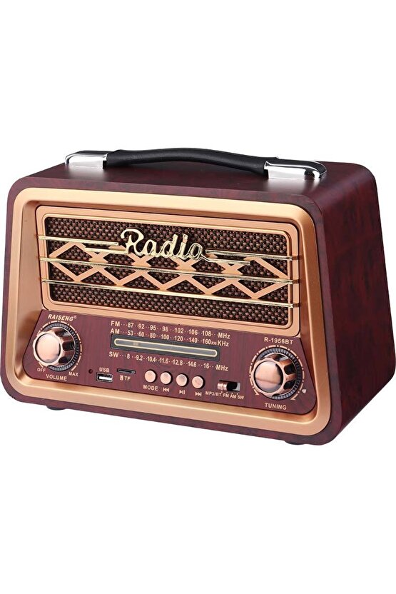 NOSTALJİK RADYO BLUETOOTH SPEAKER ŞARJLI SD KART USB GİRİŞLİ MP3 ÇALAR KABLOSUZ HOPARLÖR