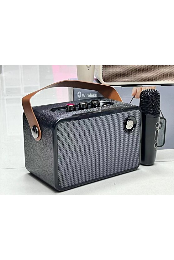MİKROFONLU BLUETOOTH SPEAKER ŞARJLI KABLOSUZ KARAOKE HOPARLÖR PARTY BOX SES BOMBASI