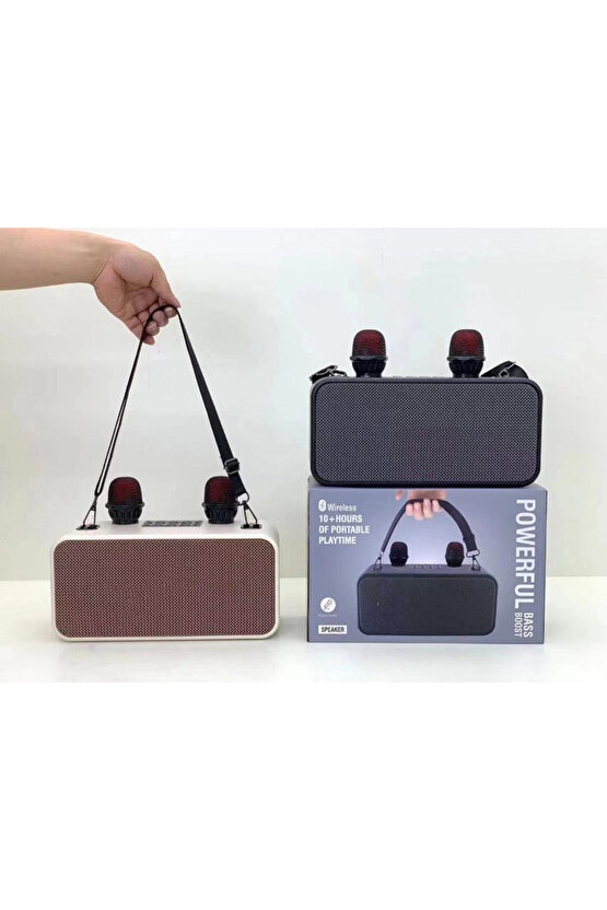 186PRO ÇİFT MİKROFONLU BLUETOOTH SPEAKER KABLOSUZ ŞARJLI KARAOKE HOPARLÖR