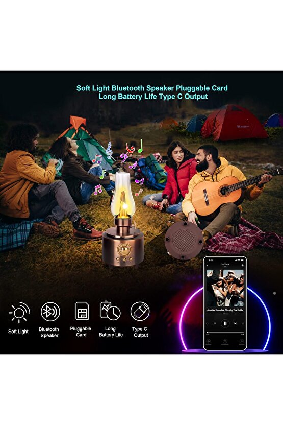C210 NOSTALJİK GAZ LAMBASI BLUETOOTH SPEAKER KABLOSUZ ŞARJLI HOPARLÖR GECE LAMBASI