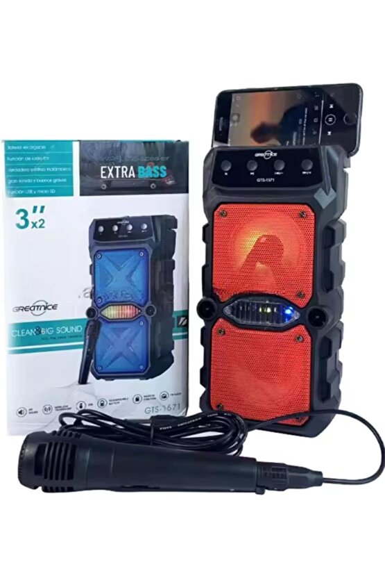 BLUETOOTH SPEAKER KABLOSUZ ŞARJLI HOPARLÖR LED IŞIKLI PARTY BOX MİKROFONLU SES BOMBASI