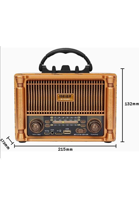 NOSTALJİK RADYO BLUETOOTH SPEAKER ŞARJLI SD KART USB GİRİŞLİ MP3 ÇALAR KABLOSUZ HOPARLÖR