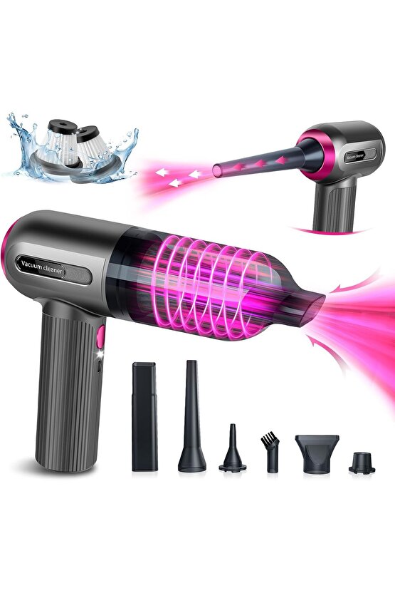 ŞARJLI ARAÇ SÜPÜRGESİ VAKUM CLEANER EV OFİS KABLOSUZ MİNİ SÜPÜRGE VAKUMLAMA CİHAZI 6000PA